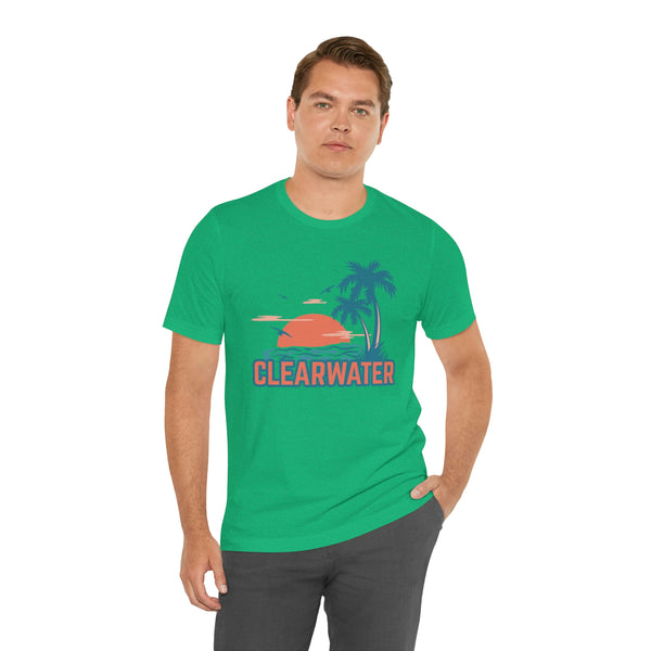 Clearwater, Florida T-Shirt - Retro Palm Tree & Beach Unisex Clearwater Shirt