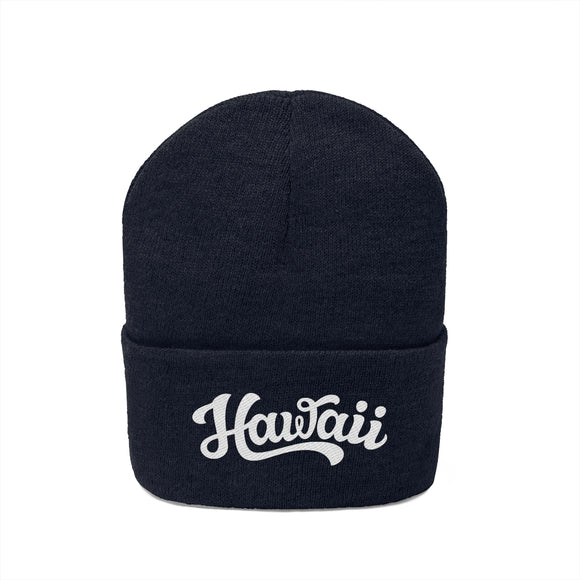 Hawaii Beanie - Adult Hand Lettered Embroidered Hawaii Knit Hat