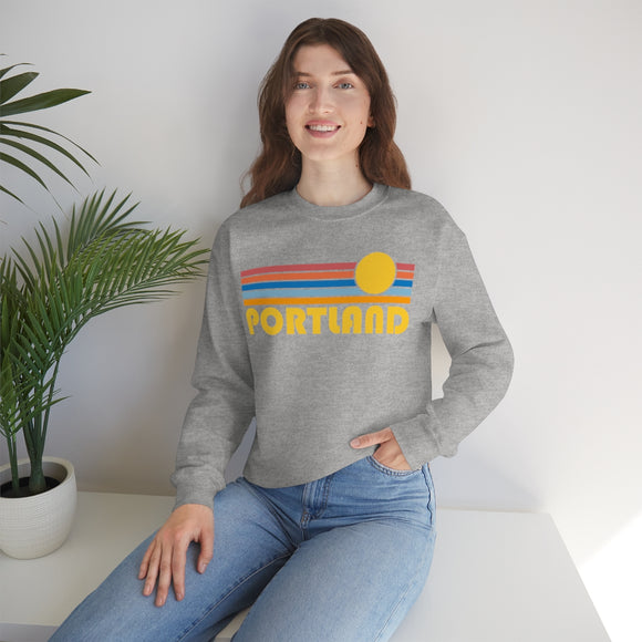 Portland, Oregon Sweatshirt - Retro Sunrise Unisex