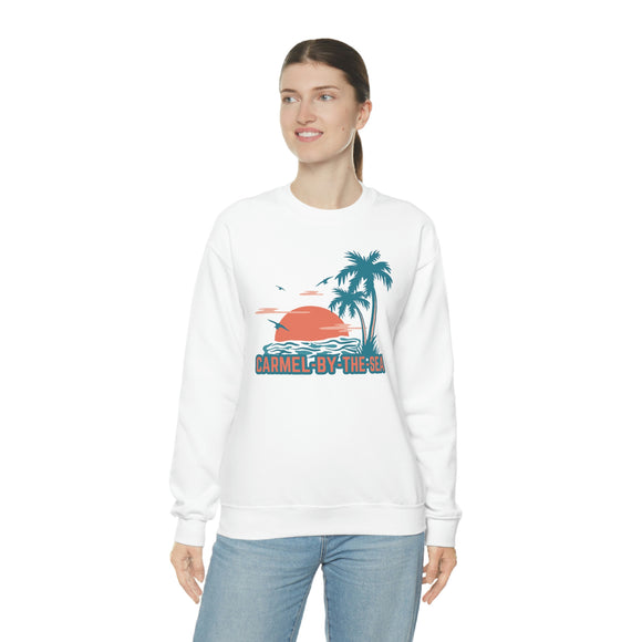 Carmel-by-the-Sea, California Sweatshirt - Unisex Retro Palm Tree Crewneck Carmel-by-the-Sea Sweatshirt
