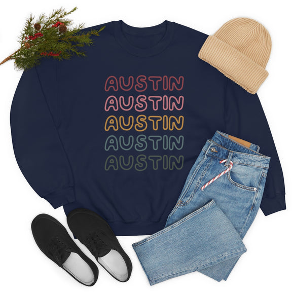 Austin, Texas Sweatshirt - Retro Five Color Unisex