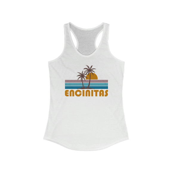 Encinitas, California Women's Tank - Retro Palm Tree Women's Racerback Encinitas Tank Top