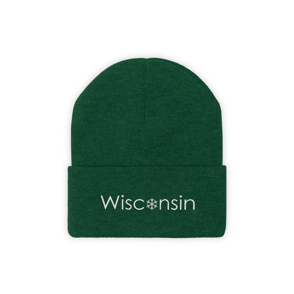 Wisconsin Knit Beanie - Adult Embroidered Snowflake Wisconsin Knit Hat