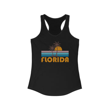 Buy solid-black Florida Women's Tank - Retro Palm Tree Women's Racerback Florida Tank Top