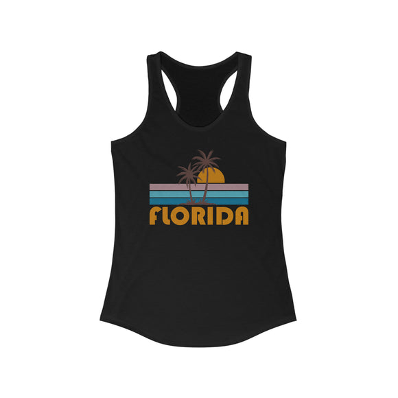 Florida Women's Tank - Retro Palm Tree Women's Racerback Florida Tank Top