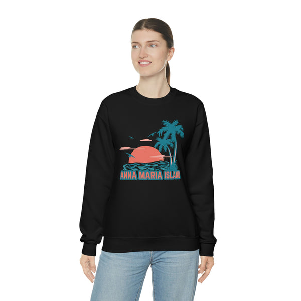 Anna Maria Island, Florida Sweatshirt - Unisex Retro Palm Tree Crewneck Anna Maria Island Sweatshirt