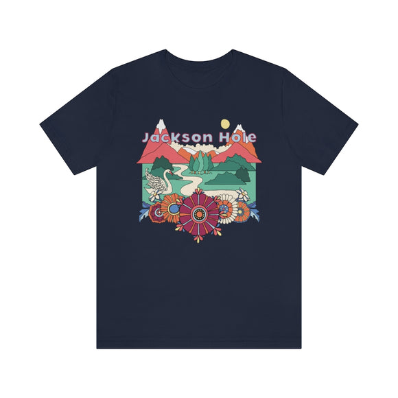 Jackson Hole T-Shirt - Retro Mountain / Hippie Style Jackson Hole, Wyoming Shirt