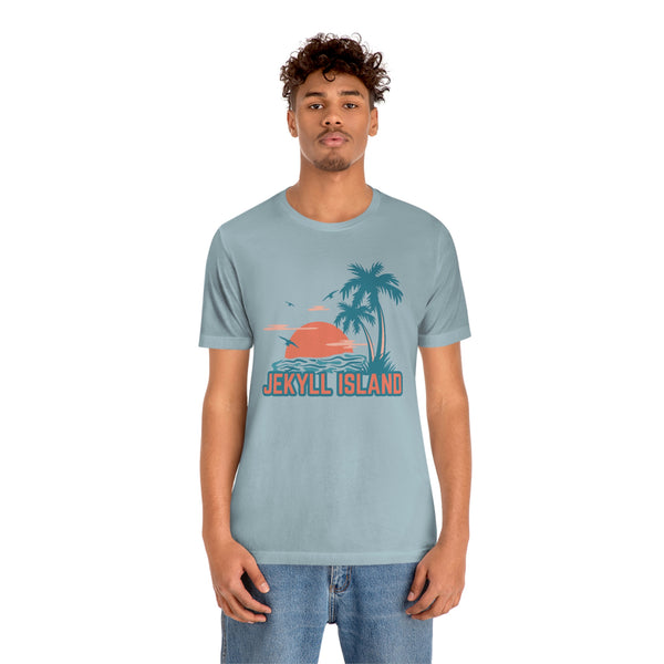 Jekyll Island, Georgia T-Shirt - Retro Palm Tree & Beach Unisex Jekyll Island Shirt