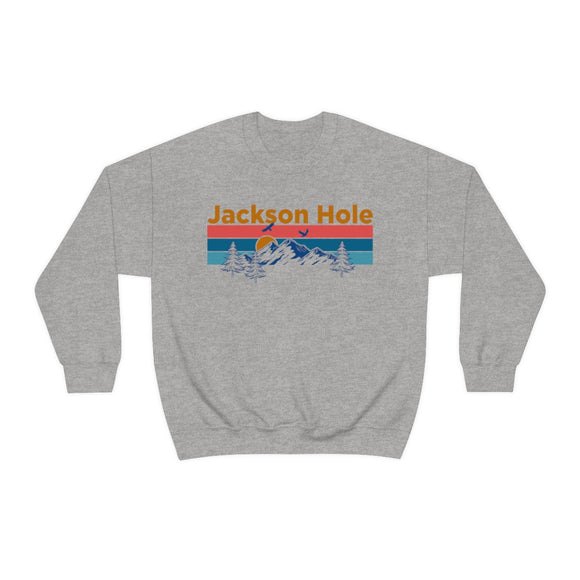 Jackson Hole, Wyoming Sweatshirt - Mountain & Birds Unisex