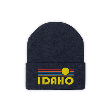 Buy true-navy Idaho Beanie - Adult Embroidered Retro Sunset Idaho Knit Hat