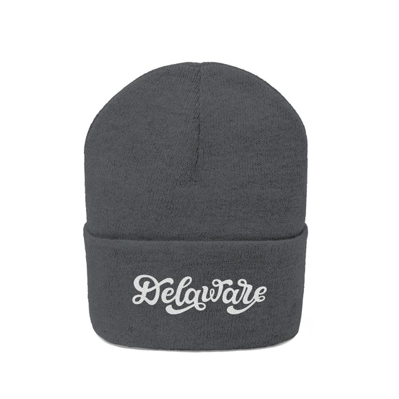 Delaware Beanie - Adult Hand Lettered Embroidered Delaware Knit Hat