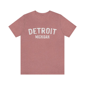 Buy heather-mauve Detroit, Michigan Shirt - Paint Text Unisex Detroit T-Shirt