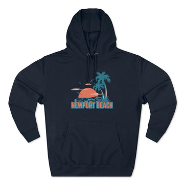 Buy navy Premium Newport Beach, California Hoodie - Palm Tree Unisex Sweatshirt