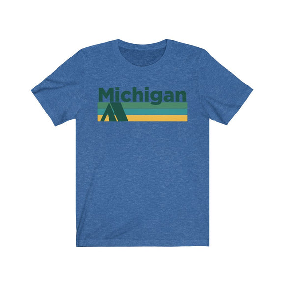Michigan T-Shirt - Retro Camping Adult Unisex Michigan T Shirt