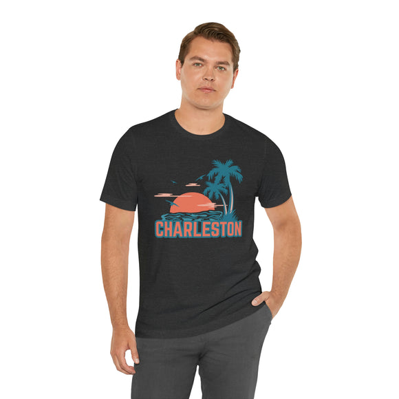 Charleston, South Carolina T-Shirt - Retro Palm Tree & Beach Unisex Charleston Shirt
