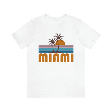 Buy white Miami, Florida T-Shirt - Retro Palm Tree Unisex Miami Shirt