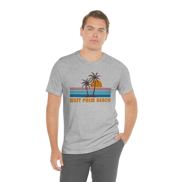 West Palm Beach, Florida T-Shirt - Retro Palm Tree Unisex West Palm Beach Shirt