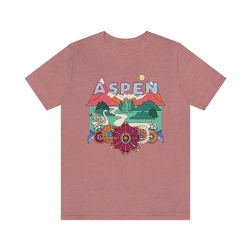 Aspen T-Shirt - Retro Mountain / Hippie Style Aspen, Colorado Shirt