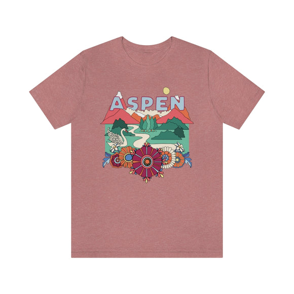 Aspen T-Shirt - Retro Mountain / Hippie Style Aspen, Colorado Shirt