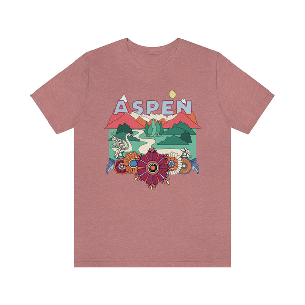 Aspen T-Shirt - Retro Mountain / Hippie Style Aspen, Colorado Shirt