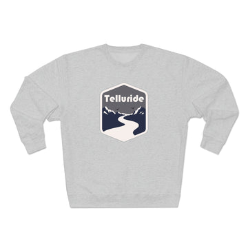 Buy heather-grey Premium Telluride, Colorado Crewneck Sweatshirt - Retro Unisex Sweatshirt