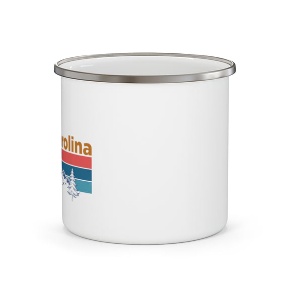 North Carolina Camp Mug - Mountain Sunset Enamel Campfire North Carolina Mug