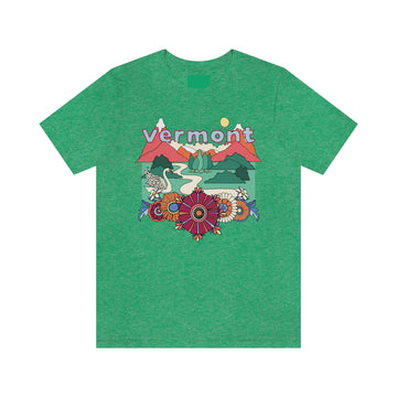 Buy heather-kelly Vermont Shirt, Vermont Retro T-Shirt, Hippie Style Vermont tee, Vermont Mountain Shirt