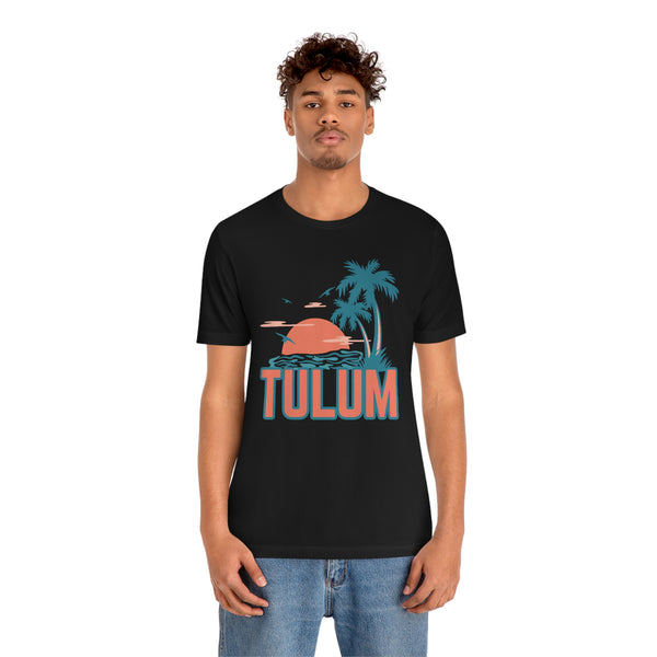 Tulum, Mexico T-Shirt - Retro Palm Tree & Beach Unisex Tulum Shirt