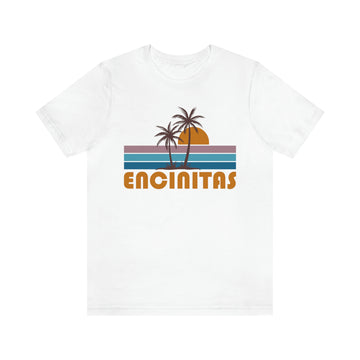 Buy white Encinitas, California T-Shirt - Retro Palm Tree Unisex Encinitas Shirt
