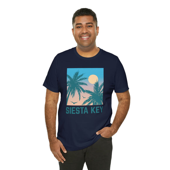 Siesta Key, Florida T-Shirt - Retro Palm Tree & Beach Unisex Siesta Key Shirt