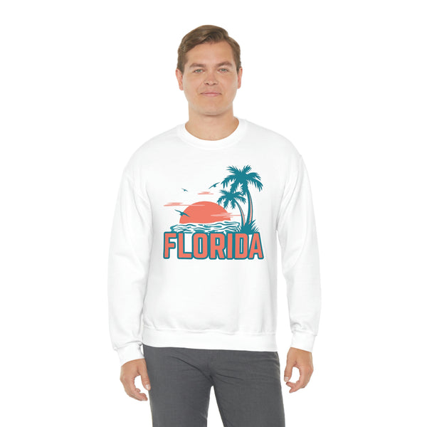 Florida Sweatshirt - Unisex Retro Palm Tree Florida Crewneck Sweatshirt