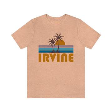 Buy heather-peach Irvine, California T-Shirt - Retro Palm Tree Unisex Irvine Shirt
