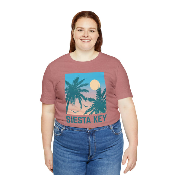 Siesta Key, Florida T-Shirt - Retro Palm Tree & Beach Unisex Siesta Key Shirt