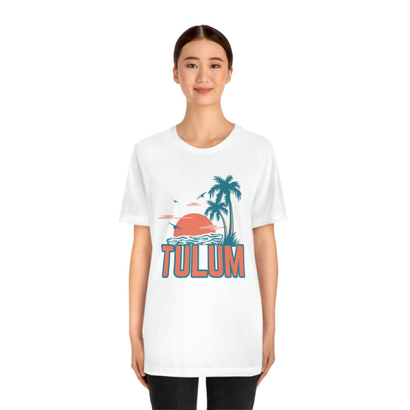 Tulum, Mexico T-Shirt - Retro Palm Tree & Beach Unisex Tulum Shirt