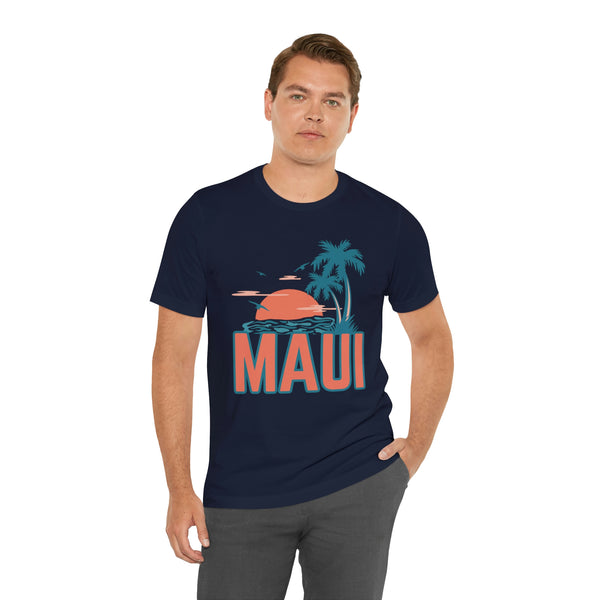 Maui, Hawaii T-Shirt - Retro Palm Tree & Beach Unisex Maui Shirt