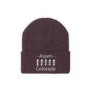 Aspen, Colorado Knit Beanie - Adult Embroidered Trees Aspen Knit Hat-25