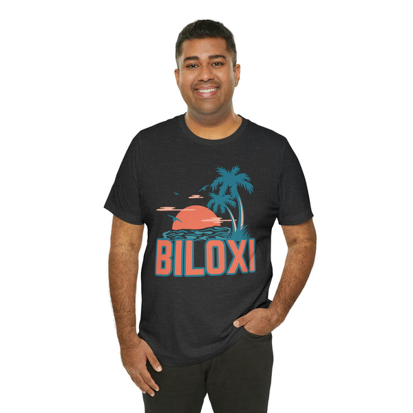 Biloxi, Mississippi T-Shirt - Retro Palm Tree & Beach Unisex Biloxi Shirt