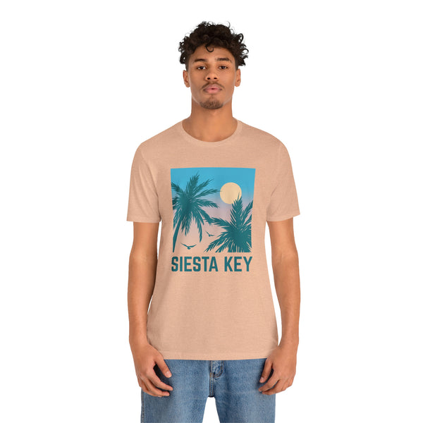 Siesta Key, Florida T-Shirt - Retro Palm Tree & Beach Unisex Siesta Key Shirt