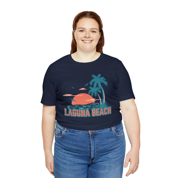 Laguna Beach, California T-Shirt - Retro Palm Tree & Beach Unisex Laguna Beach Shirt