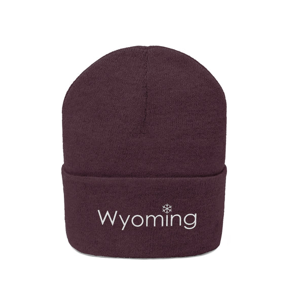 Wyoming Knit Beanie - Adult Embroidered Snowflake Wyoming Knit Hat
