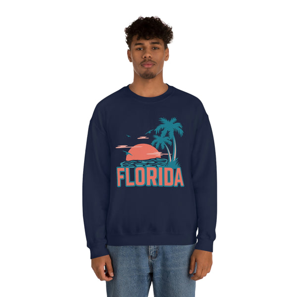 Florida Sweatshirt - Unisex Retro Palm Tree Florida Crewneck Sweatshirt
