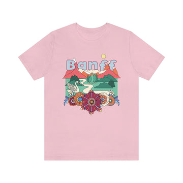 Buy pink Banff T-Shirt - Retro Mountain / Hippie Style Banff, Canada Shirt