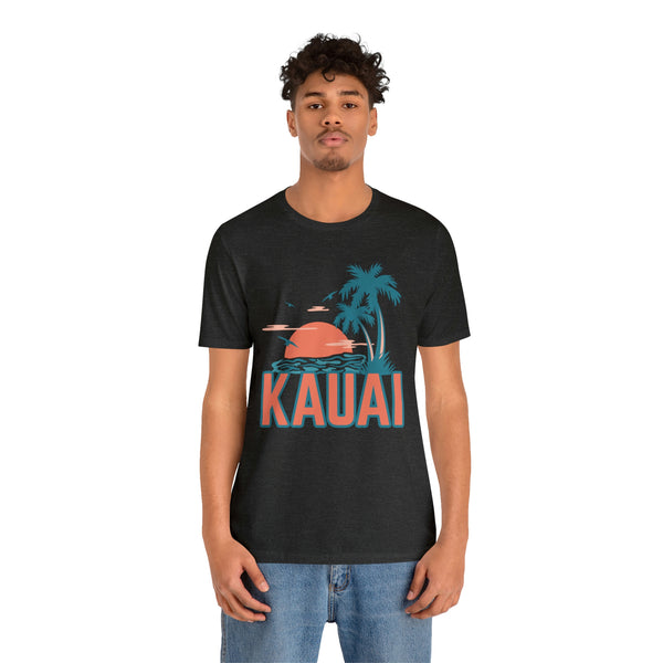 Kauai, Hawaii T-Shirt - Retro Palm Tree & Beach Unisex Kauai Shirt