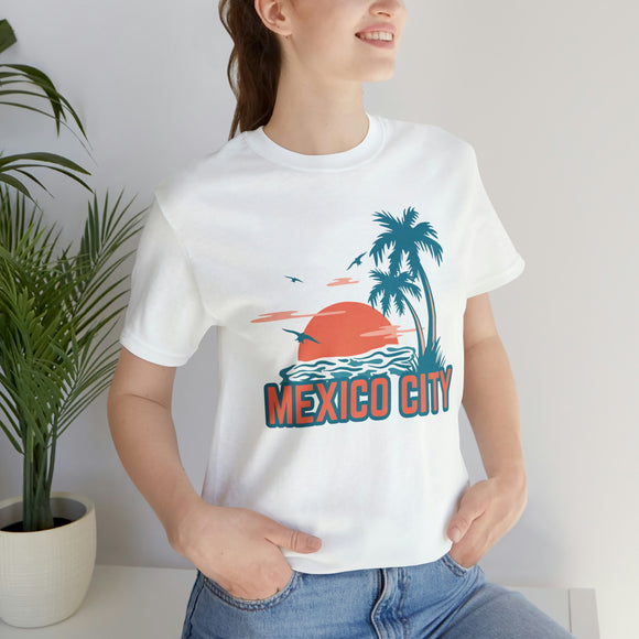 Mexico City, Mexico T-Shirt - Retro Palm Tree & Beach Unisex Mexico City Shirt
