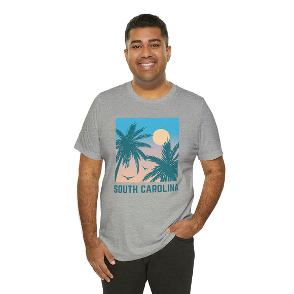 South Carolina T-Shirt - Retro Palm Tree & Beach Unisex South Carolina Shirt