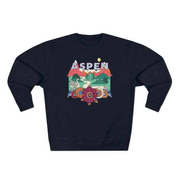 Premium Aspen, Colorado Crewneck Sweatshirt - Retro Unisex Sweatshirt