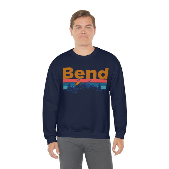 Bend, Oregon Crewneck Sweatshirt - Mountain & Birds Unisex