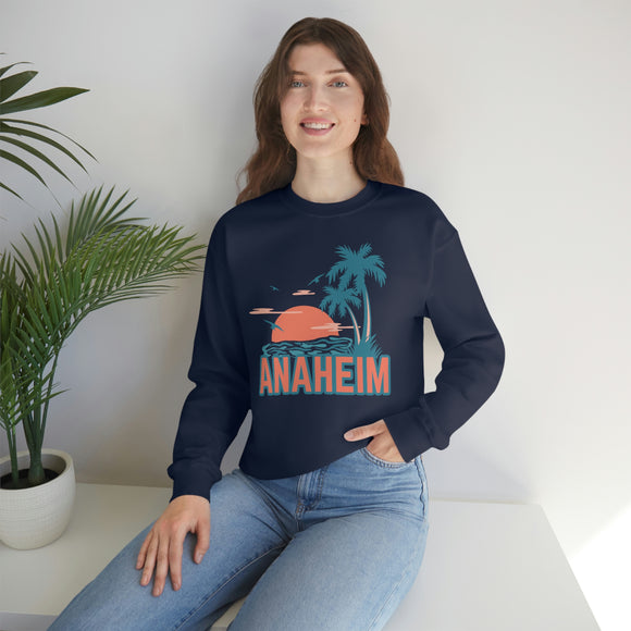 Anaheim, California Sweatshirt - Unisex Retro Palm Tree Crewneck Anaheim Sweatshirt