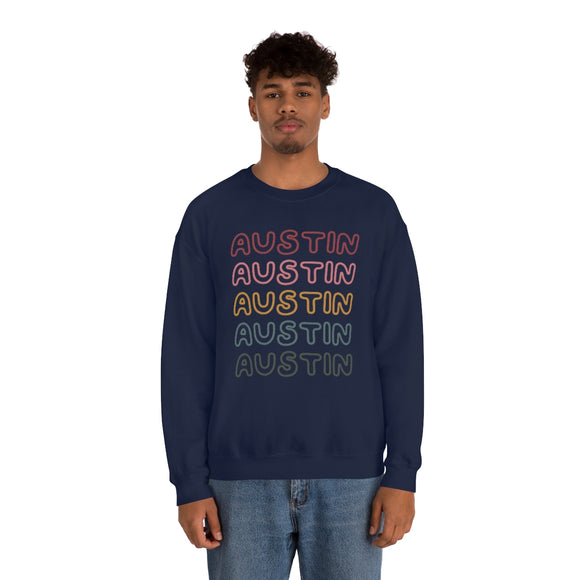 Austin, Texas Sweatshirt - Retro Five Color Unisex