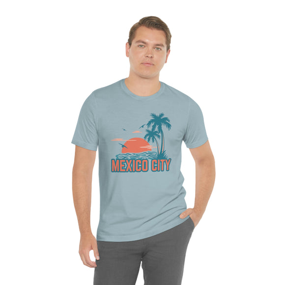 Mexico City, Mexico T-Shirt - Retro Palm Tree & Beach Unisex Mexico City Shirt